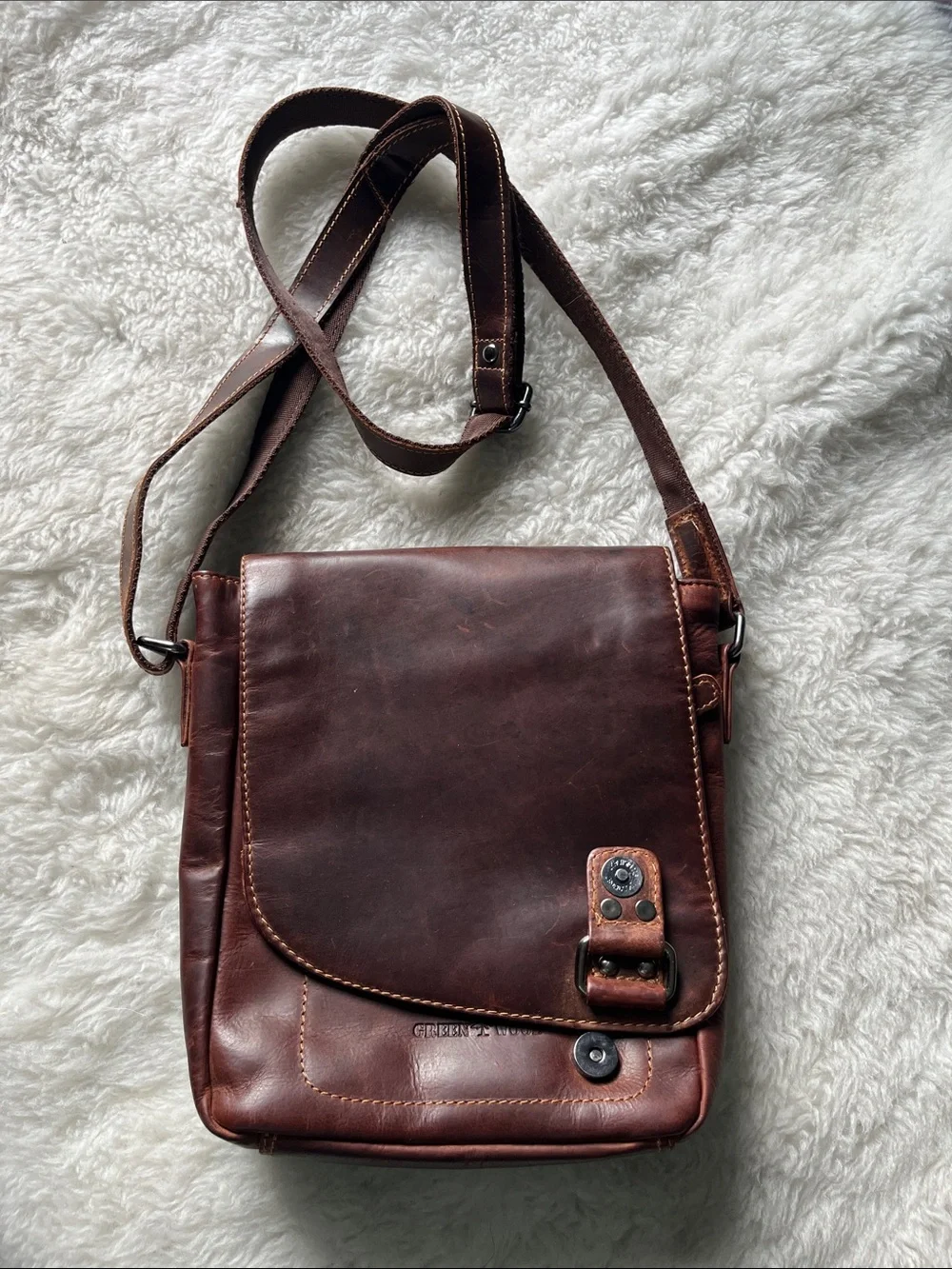 Greenwood Kingston sandal brown leather mini messenger shoulder crossbody bag